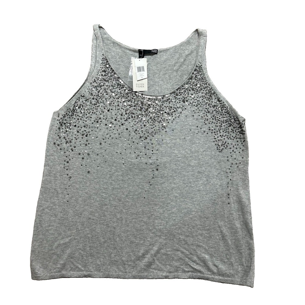 NEW Eileen Fisher Women's 2X Organic Cotton Cashmere Sequin Knit Tank Top